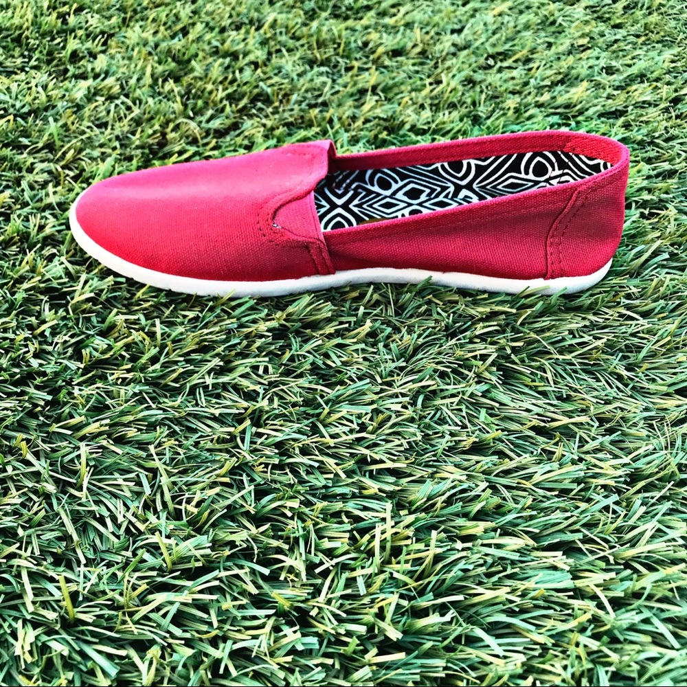 Red canvas shoes